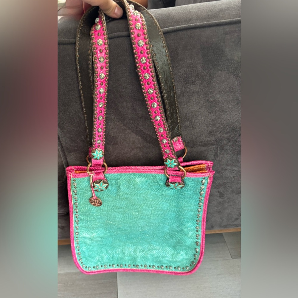 Pink and Turquoise Women's Bag